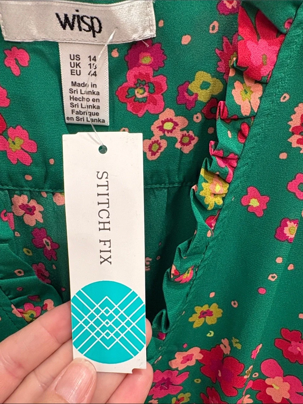 Green Floral Tie-Waist Midi Dress by wisp - Picture 3 of 3